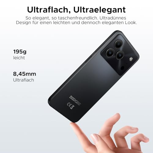 DOOGEE Note 56 Android 16 Smartphone Ohne Vertrag, 6150mAh Akku, 8,45mm Ultradünn + 6.56 HD + 90Hz Handy Günstig, Octa Core, 24 GB + 64 GB/ 2TB TF, 4G Dual SIM Simlockfreie Handys, Face ID/GPS/OTG