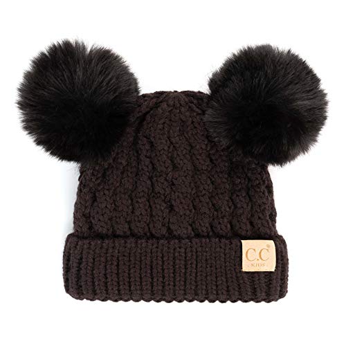 Image of C.C Exclusives Children Kid Double Pompom Knitted Beanie for Kids Ages 2-5 (KID-23)(KID-24)(KIDS-2055)