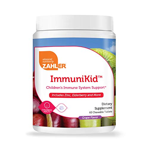 Zahler ImmuniKid, Powerful Immune System Support for Kids with Zinc, Elderberry and More, Chewable Immune Support Supplement, Certified Kosher, 60 Grape Flavor Chewable Tablets