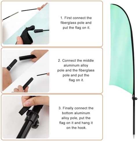 XIHIRCD Knife Shaped Feather Flagpole, Feather Banner Pole Kit Flag Pole Kit Portable Flagpole for Advertising Outdoors Activities Promotions Real Estate Supplies(Black)