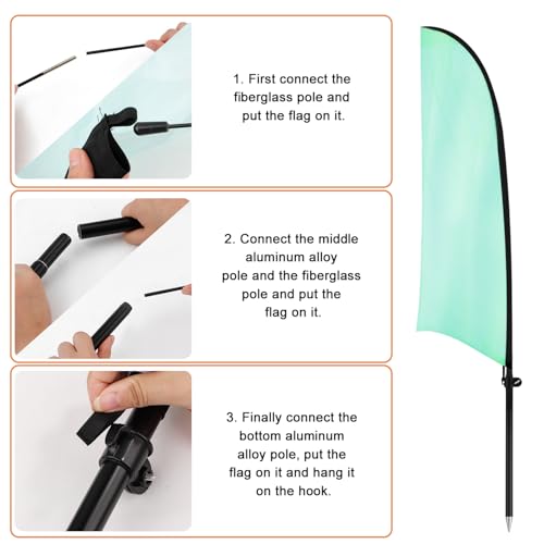 XIHIRCD Knife Shaped Feather Flagpole, Feather Banner Pole Kit Flag Pole Kit Portable Flagpole for Advertising Outdoors Activities Promotions Real Estate Supplies(Black)