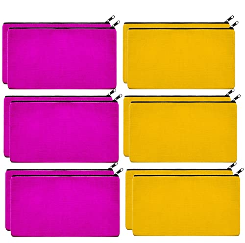 Image of Lify DIY Craft Blank Bag Canvas Makeup Pencil Pouch with Zipper- Multipurpose Pen Pencil Case Cotton Canvas Cosmetic Bag Travel Cosmetic Bag -12 Piece Pack