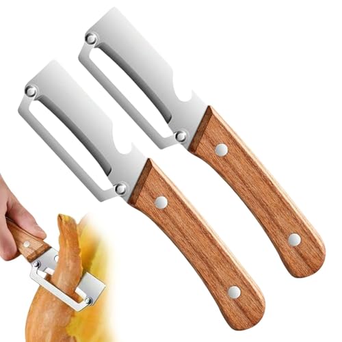 Multi-Functional Vegetable Peeler for Kitchen, Stainless Steel Vegetable Peeler with Wooden Handle and Bottle Opener, Ergonomic Potato Peeler & Fruit Slicer for Easy Potato, Fruit & Veggie Peeling