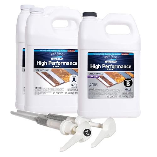 TotalBoat High Performance Epoxy Kit, Crystal Clear Marine Grade Resin and Hardener for Woodworking, Fiberglass and Wood Boat Building and Repair (2 Gallon, Slow)