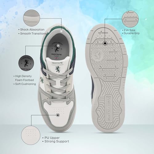 Image of Red Tape Men's Retro Fashion Sneakers, Lightweight Chunky Platform Low Top Casual Lace-Up Shoes with Cushioned Insole, Non-Slip Sole, Ideal for Office, Travel, Outdoor & Daily Wear