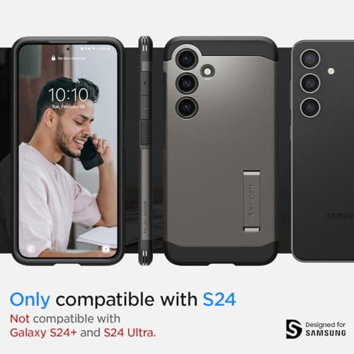 Spigen Tough Armor for Samsung Galaxy S24 Case, Galaxy S24 Back Cover (2024) - TPU+Poly Carbonate｜Gunmetal