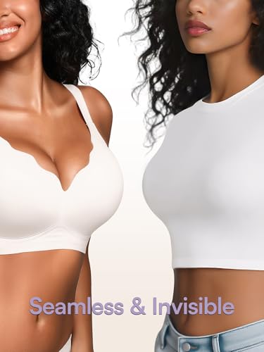Image of Seamless Jelly Bras for Women No Underwire with Support - Wireless Bralettes Everyday Full Coverage Comfort Tshirt Bra