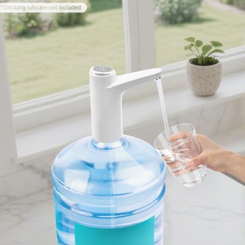 Elektrische Wasserflaschenpumpe, Tragbar und Wiederaufladbar, Automatischer Wasserspender für Zuhause, Büro, Küche und Camping (Weiß)