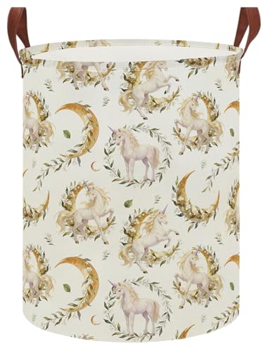 Image of Lindo Dreamy Unicorn Laundry Hamper, Laundry Basket, Baby Nursery Hamper, Waterproof Storage Bin, Clothes Organizer Basket, Room Decor (Moonlight Unicorn)