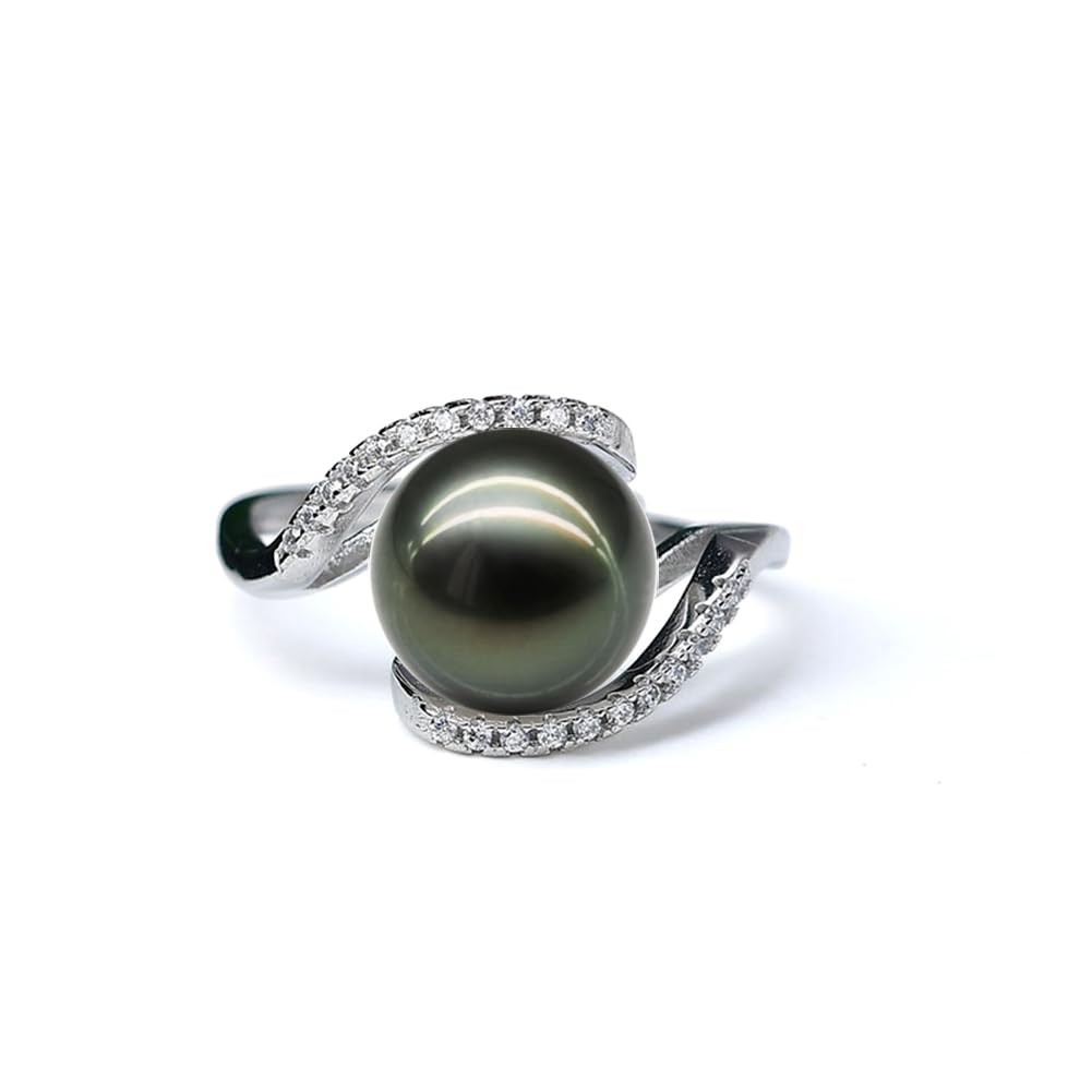 NONNYL Gifts for Wife Anniversary Tahitian Black Pearl Rings for Women-Mothers Day Gifts for Mom Girlfriend-Birthday Christmas Valentine's Day Gift for Her Jewelry