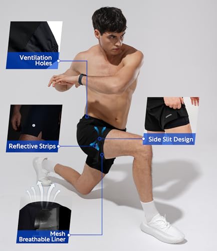 Separatec Men's 2 in 1 Running Shorts with U-Support Compression Liner, Quick Dry Workout Athletic Gym Shorts3