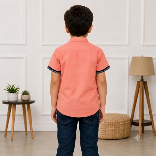 Image of NIVIK Printed Cotton T-Shirts. Stand Collar T-Shirt for Boys