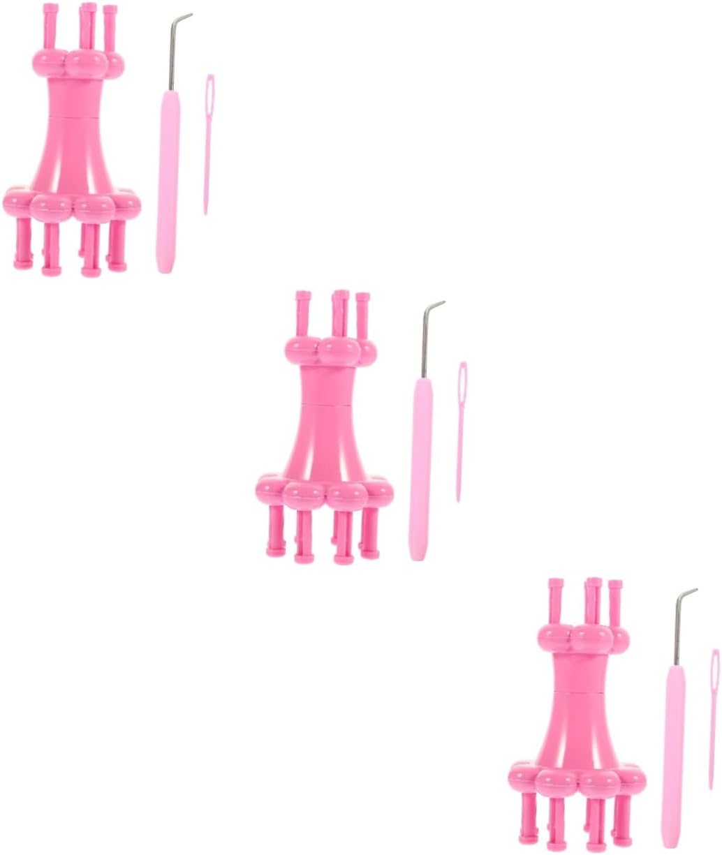 GLSTOY 3sets Plastic Knitting Kit for Crafts Double-Headed Spool Knitter Needle and Crochet Hook for Yarn Projects