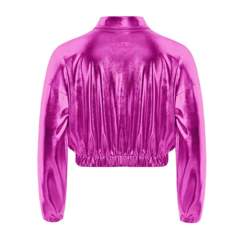 JEYPINMI Girls Boys Hip-hop Jazz Street Dance Tops Shiny Jacket Disco Party Clothes Modern Dance Coat3