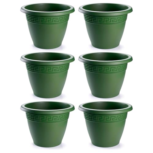 Acan Tradineur - Pack de 6 Macetas Redondas Terracota - Fabricado en Plástico - Macetero Apto para Exterior e Interior del hogar - Ø 20 cm - Color Verde