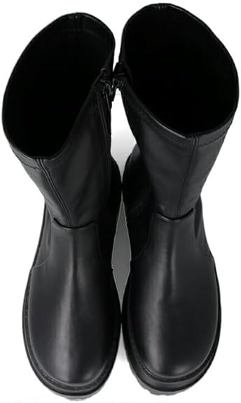 Amazon | [メヌエ] ストレッチ 厚底 ミドルブーツ [6.0cmヒール] 1001