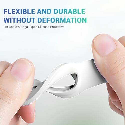 Image of LIRAMARK Airtag Case for Apple Airtags Silicone Case Protective Cover for Airtag Case Locator Tracker Anti-Lost Device Keychain Protection Sleeve (White)