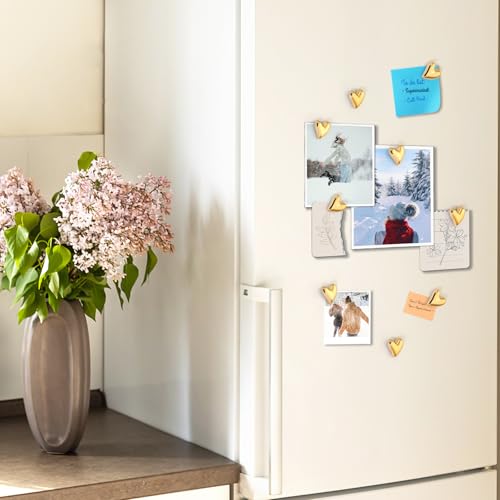 12 imanes decorativos corazón dorado para refrigerador miniatura 5