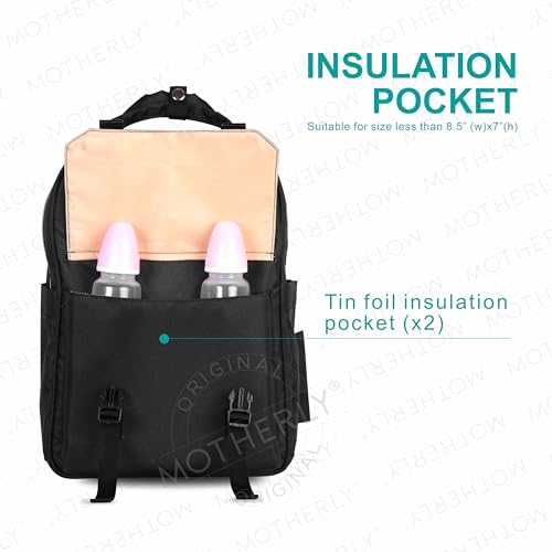 Image of Motherly Printed Diaper Bag for Mothers for Travel, Maternity Bag for Newborn Baby, Mothers Travelling Bag, Multiple Pocket Water Resistant Baby Bag, Hospital Bag for moms (Black)