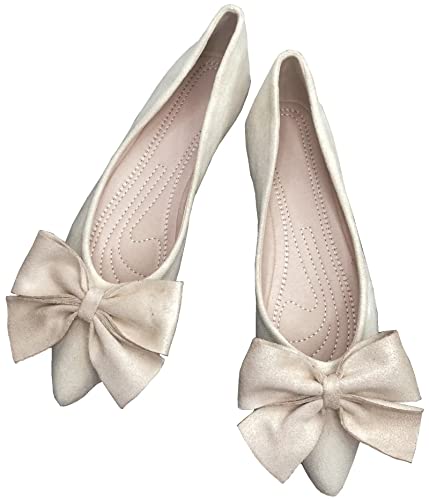 TN TANGNEST Women's Leopard Pointy Toe Bow Ballet Flats Classic Slip on Dress Ballerian Shoes Casual Walking Loafers