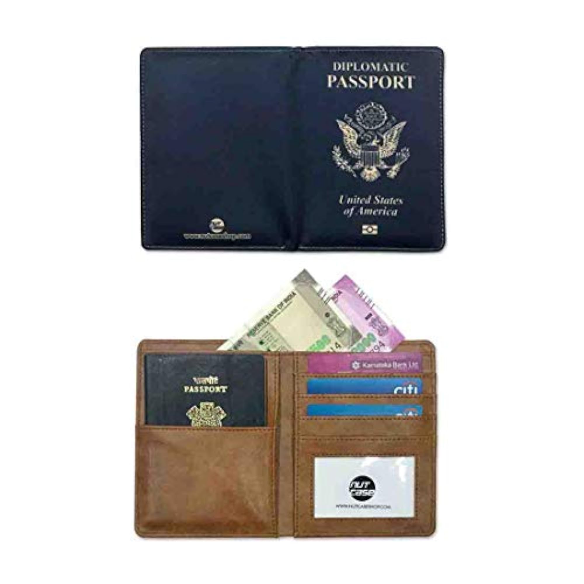 Designer Leather Passport Holder Travel Wallet Organizer