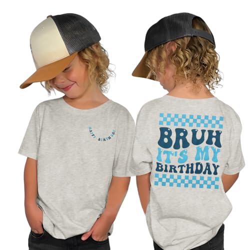 AG AGUU Birthday Shirt for Toddler Baby Boys Its My Birthday T Shirt Happy B-Day Outfit Summer Short Sleeve Tees Clothes(Grey 2T)