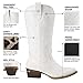 HISEA Rollda Cowboy Boots for Women Western Cowgirl Boots with Chunky Heel Ladies Snip Toe Mid-Calf Boots White Size 7