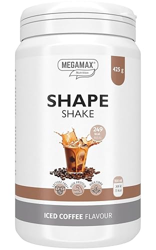 MEGAMAX Shape Shake Iced Coffee – Abnehmshake als Mahlzeitenersatz Shakes Mahlzeitersatz zur Gewichtsabnahme mit Glucomannan, Proteinshake zum Abnehmen, Low Carb Diät Drink als Abnehmen-Shake