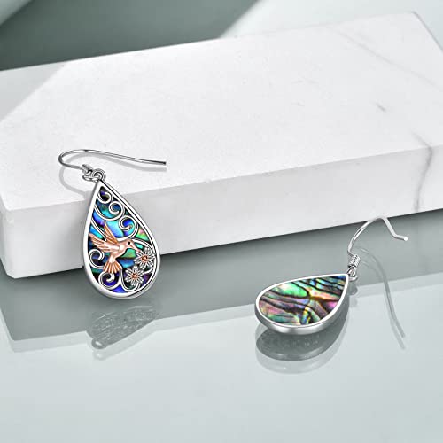 Poplyke 925 Sterling Silver Hummingbird Earringsteardrop Abalone Dangle Earrings For Women Hummingbird Jewelry Gifts Birthday #TOP2