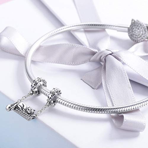 925 Sterling Silver Charms, Love Animal Charm Beads For Pandora Unicorn Charms Bracelets, Colorful Enamel Openwork Spaced Beads Bracelets For European Women Charm Bracelets (Lovely Cat Charms) #TOP4