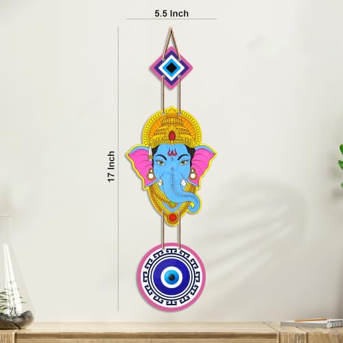 Image of Artvibes Lord Ganesha Evil Eye Wall Hanging for Main Door Entrance Decor | Nazar Dosh Protection Hanging for Home Temple Living Room | Office | Vastu Blessing Positive Energy Decorative Art (WH 8562N)
