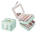 Produktbild Rolin Roly Schmuckkästchen Doppelschicht Klein Schmuckbox Reise mit Spiegel Jewelry Box 11 x 9 x 6cm (Green)