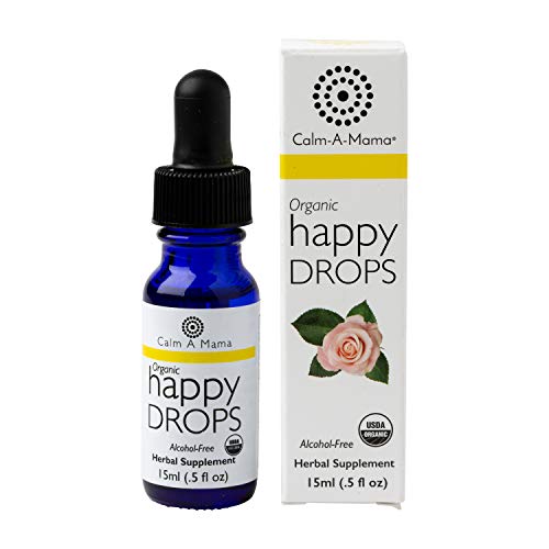 Calm-a-Mama Organic Happy Drops for Pregnant Women, Nursing Moms & Babies - 0.5oz / 15ml Natural Mood Boosting - Mood Support Plant-Based Supplement for Depression Relief - Made in The USA with Rose Extract - 75 Servings, 0.5 Fl Oz (Pack of 1)