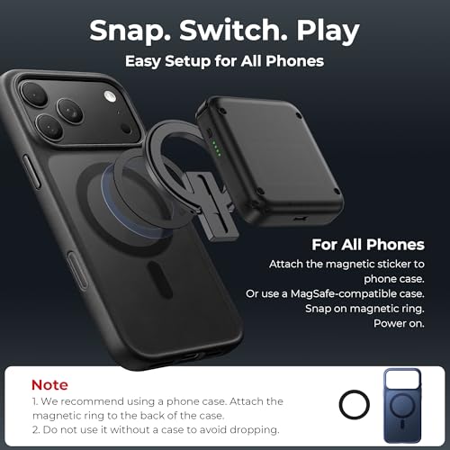 abxylute M4 Snap-On Mobile Gaming Controller für Android & iPhone, leichter, tragbarer Handy-Controller, Retro-Emulator-Gamepad im Taschenformat mit Ständer, Dual-Joystick-Turbo, Magnet (black)