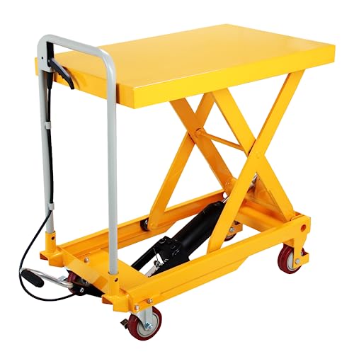 Hydraulic Lift Cart, 9" to 28.5" Lifting Height 500lbs Capacity Lift Table Cart with Foldable Handle and 4 Wheels, Manual Scissor Lift Table Fits for Material Handling and Elevating