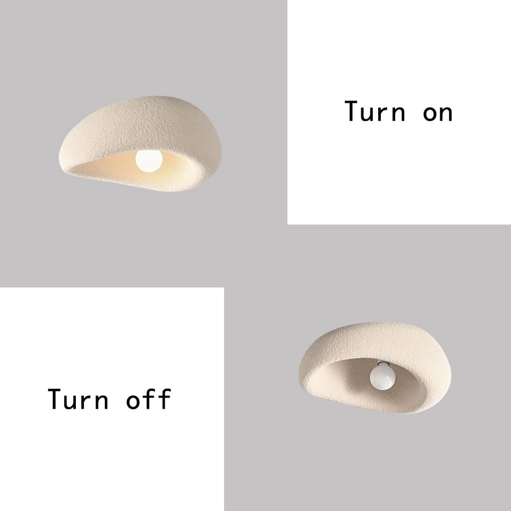 Plafon W Stylu Wabi Sabi O Organicznym Kształcie Kamyka Lampa Sufitowa E27 Lampa Korytarzowa Minimalistyczna O Teksturowanej Fakturze Do Sypialni Kuchni Przedpokoju Hotelu Sklepu Salonu(40CM)