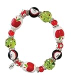 Kate & Macy Apple of My Eye Fruit Women's Painted Glass & Acrylic Beads Rhinestones Elasticized Stretch Bracelet Jewelry Made by Clementine Design.