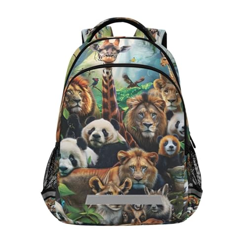 Africa Animals School Backpack for Kids Laptop Bookbag with Reflective Strip 17in