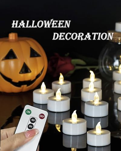 Image of Tea Lights Candles Battery Operated with Remote Control, 24Pcs WarmWhite | Flickering Flameless Candle with Timer, Long Lasting 400+ Hours Led Electric Candle for Home Decor, Wedding, Party
