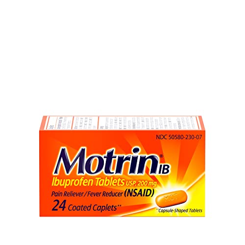 Motrin IB, Ibuprofen 200mg Tablets for Fever, Muscle Aches, Headache & Back Pain Relief, 24 Ct