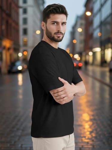 Image of Leriya Fashion Men Poly Cotton Fabric, Half Sleeve, Lightweight, Breathable, Everyday Wear, S-4XL