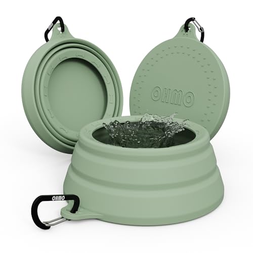 OHMO - Ciotola da viaggio per cani antigoccia（700ml）, grande ciotola portatile per l'acqua, ciotola per animali domestici pieghevole a prova di schizzi per viaggi in auto, design unico