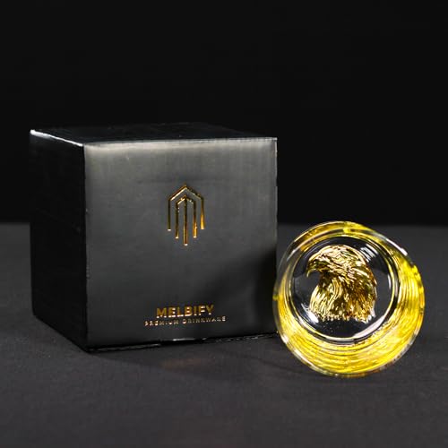 Image of Melbify Gold Eagle Whiskey Glass Gift Set | 1 pcs Set | 300 ml | Ultra-Premium | Gold-Bottomed | Imported | Luxurious | Ideal for Wedding Gifts, Anniversary, VIP and Corporate Gifts