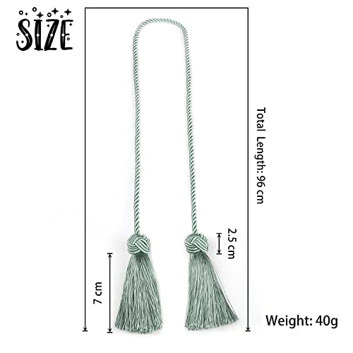 BEL AVENIR 4 Pack Curtain Tiebacks Handmade Decorative Curtain Holdbacks Rope with Tassel (Light Blue)