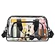 Enkrio Transparente Tasche für Stadion, große transparente Tragetasche mit Schultergurt, Seesack für Arbeit, Reisen, Fitnessstudio, Make-up-Organizer, Schwarz, Einheitsgröße