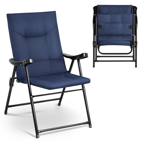 YUMBOT Chaise Longue de Camping, chaises Pliantes Lourdes avec Dossier Haut réglable sur 4 Niveaux pour Adultes, Fauteuil inclinable Compact et Pliable pour...