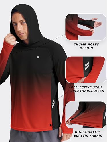 Image of PINSPARK Men's UPF 50+ Sun Shirts Long Sleeve Fishing Hoodie, UV Protection Rash Guard for Outdoor Hiking Running Swim Shirt