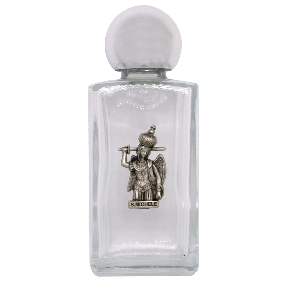 Holy Water Bottles | Twist Cap | Silver-Tone Metal Religious Figures | Great Catholic Gift for First Holy Communion and Confirmation