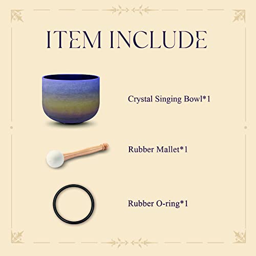 Cvnc FBA8RAW 440Hz 8 Inch Rainbow Colored A Note Third-Eye Chakra Frosted Quartz Crystal Singing Bowl thumb #5