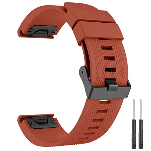 Vancle 22mm QuickFit Bracelet Compatible pour Garmin Fenix 7/Fenxi 5/Fenix 5 Plus/ Fenix 6/Fenxi 6 Pro/Forerunner 935/Forerunner 945/Forerunner 745/Approach S60/Approach S62/Quatix 5, Rouge Cover